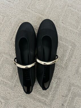 INC International Concepts Black Ballet Flats with Gold Strap